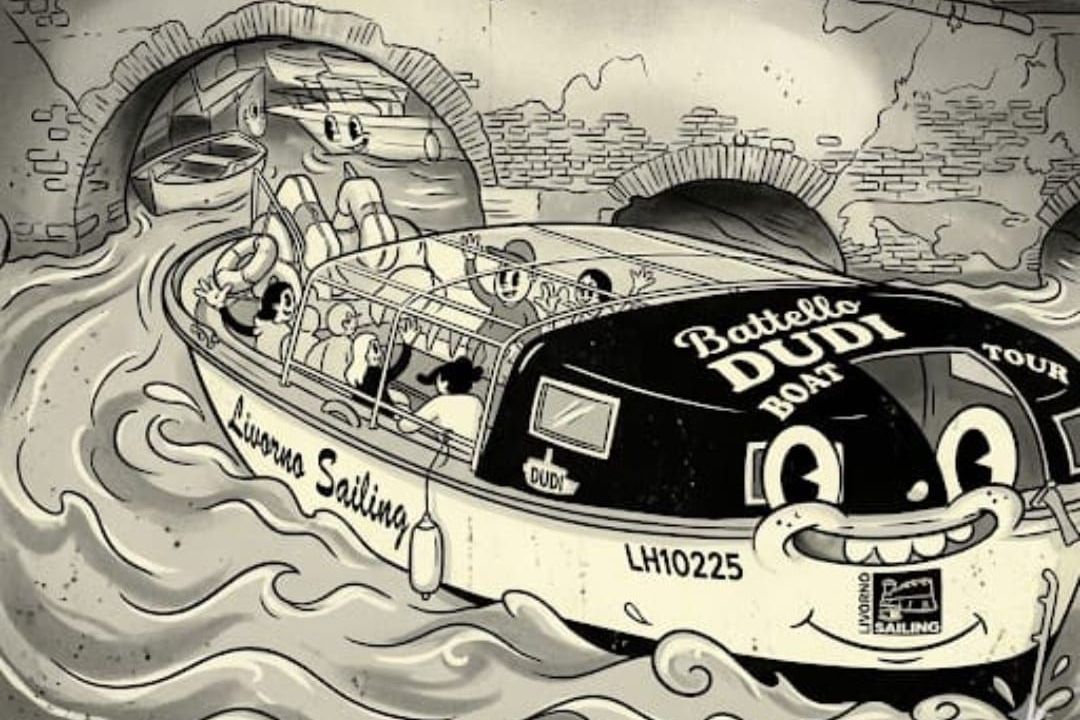 battello dudi b/n fumetto